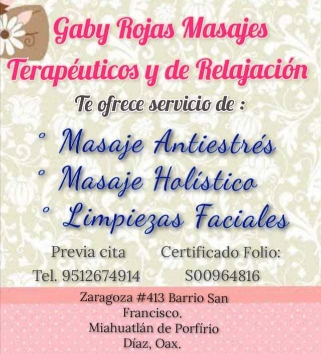 Gaby Rojas Masajes Terapéuticos y Relajación Miahuatlán de Porfirio Díaz photo