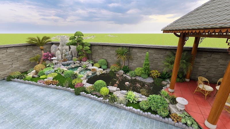 Thi công hồ cá koi- tiểu cảnh sân vườn Đồng Hới photo